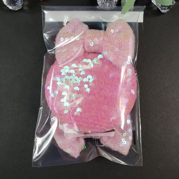 Minnie Mouse Ears Barretts Hair Bow Hair Clips Accessories Pink Sequins - Picture 6 of 8